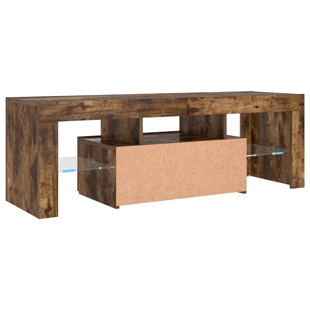 Meuble TV avec lumières LED chêne fumé 120x35x40 cm - XIOS