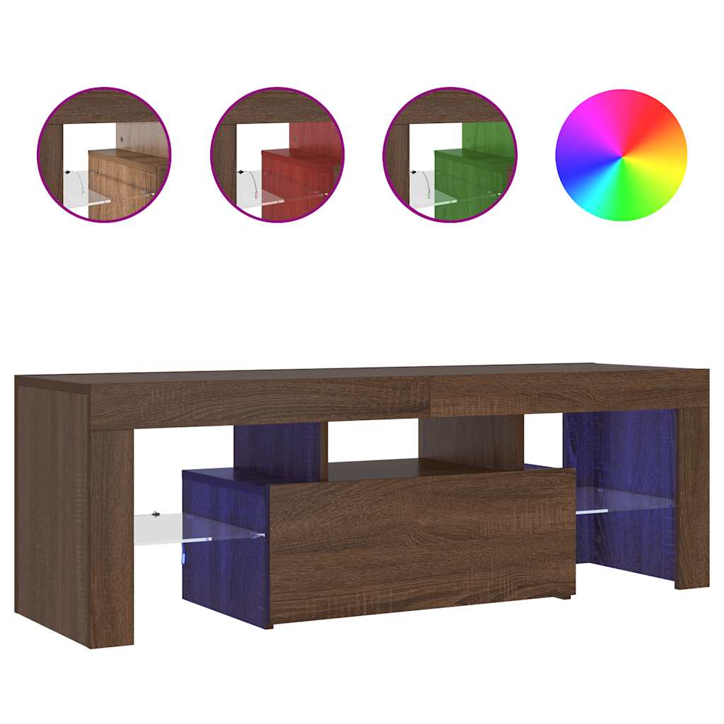 Meuble TV avec lumières LED chêne marron 120x35x40 cm - XIOS