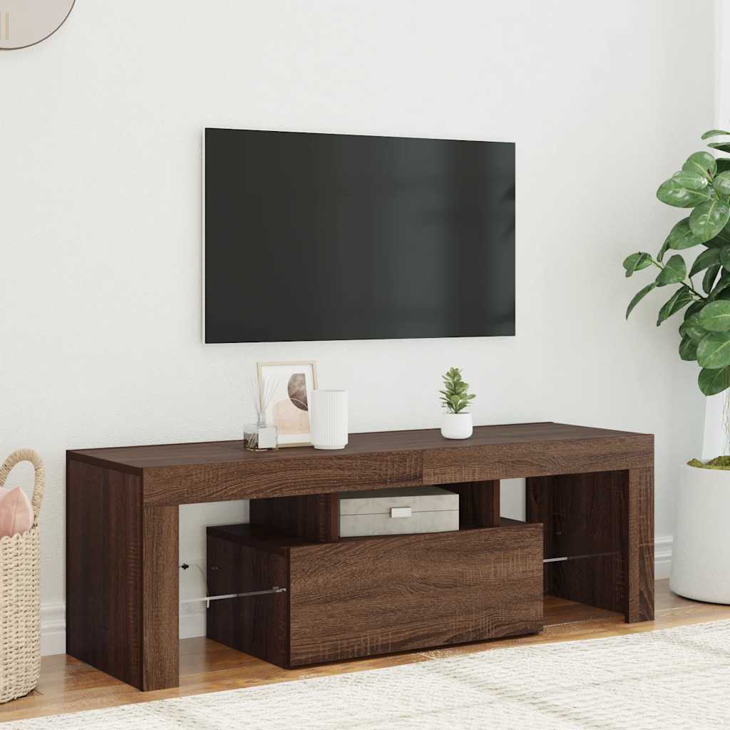 Meuble TV avec lumières LED chêne marron 120x35x40 cm - XIOS