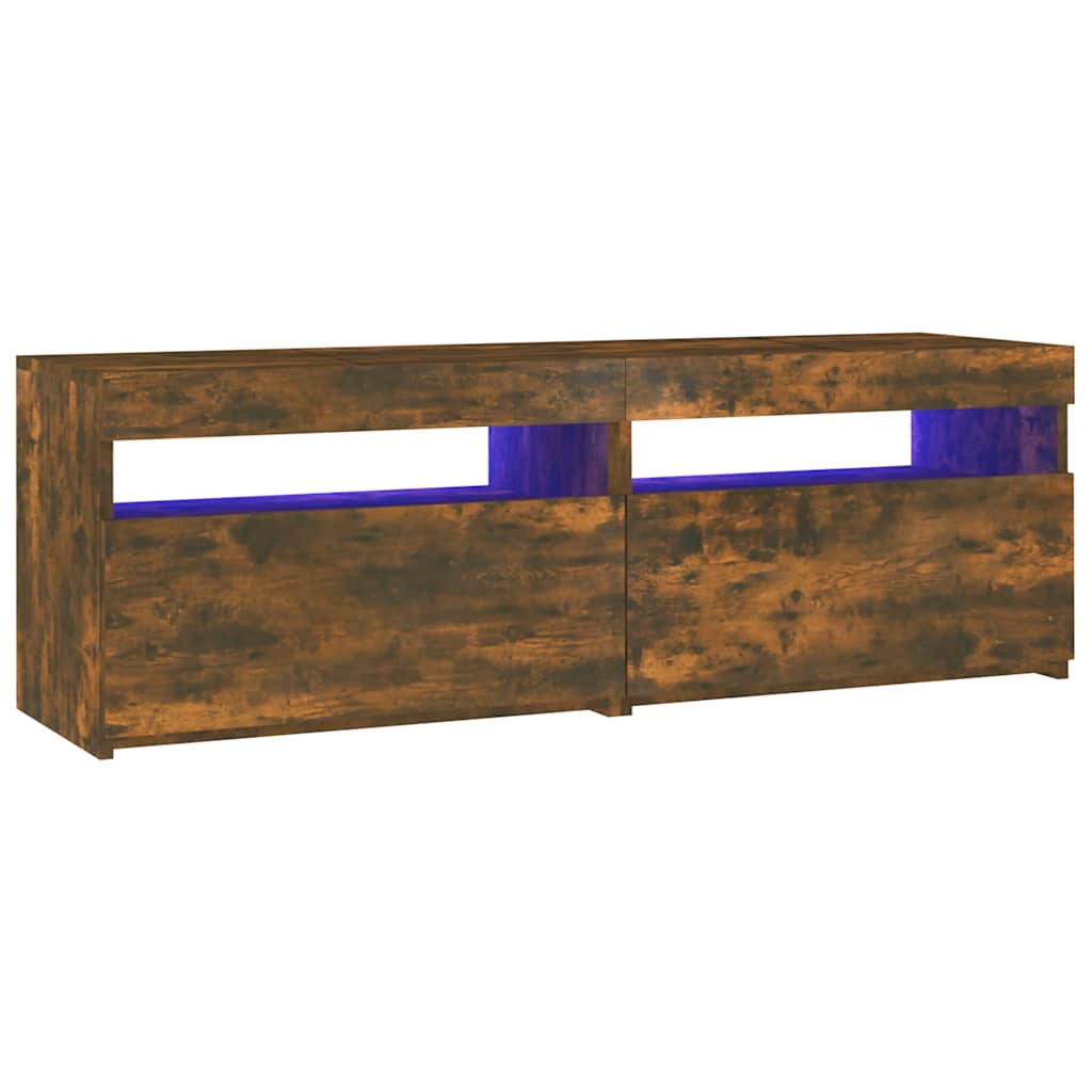 Meuble TV avec lumières LED chêne fumé 120x35x40 cm - XIOS