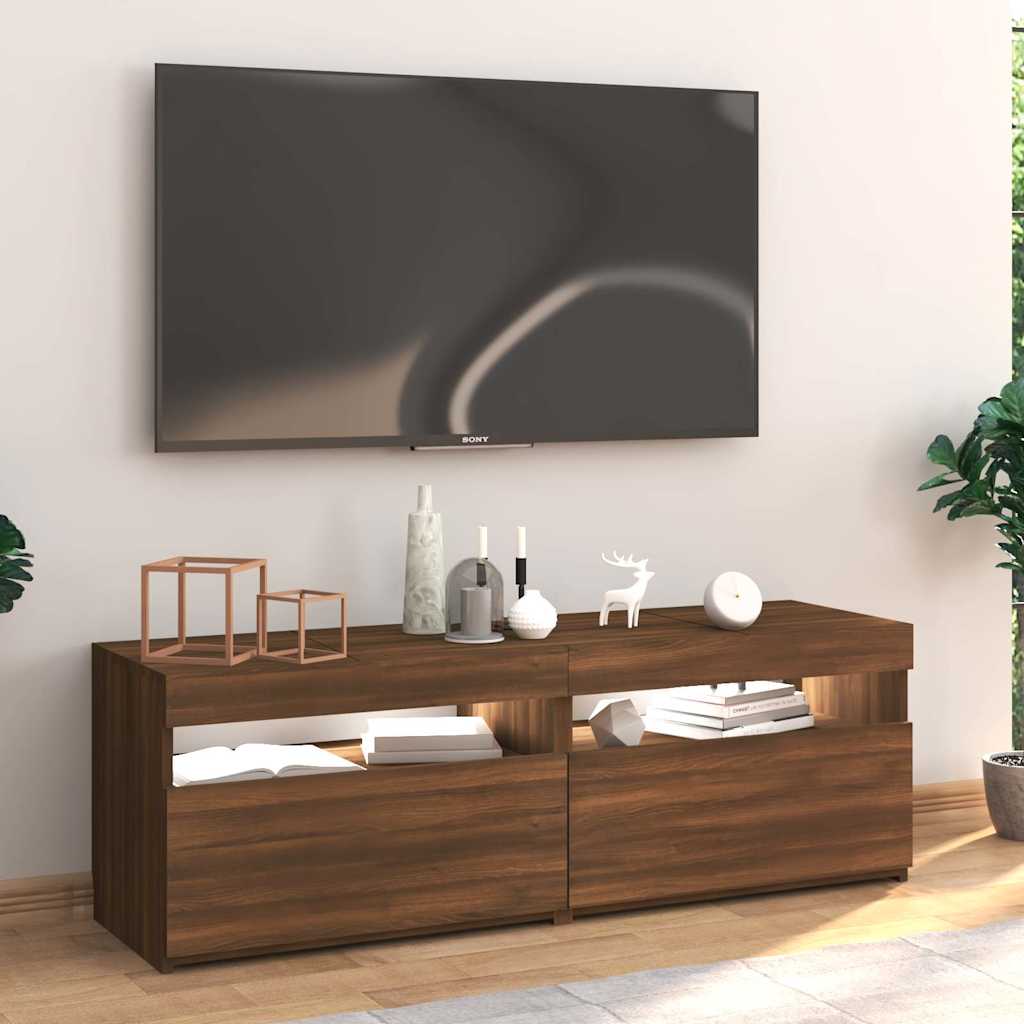Meuble TV avec lumières LED chêne marron 120x35x40 cm - XIOS