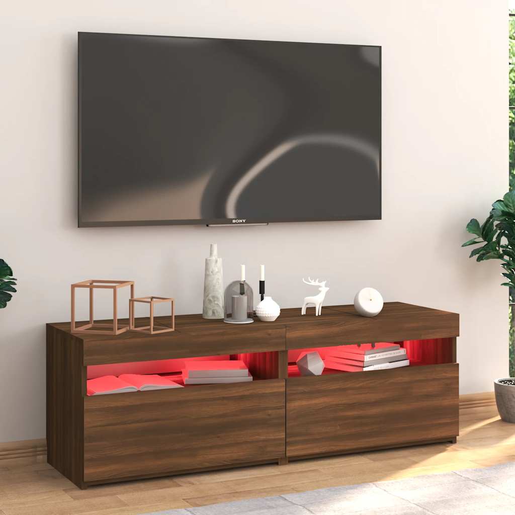 Meuble TV avec lumières LED chêne marron 120x35x40 cm - XIOS