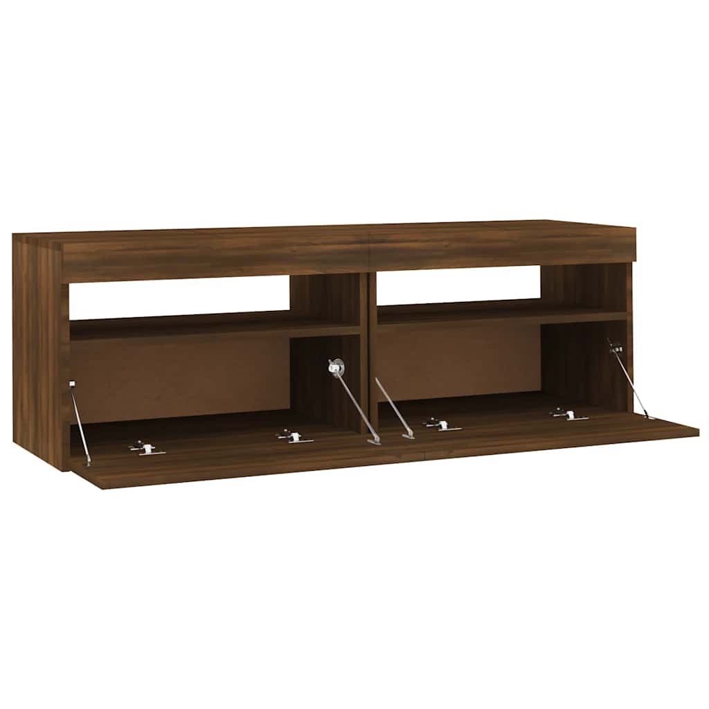 Meuble TV avec lumières LED chêne marron 120x35x40 cm - XIOS