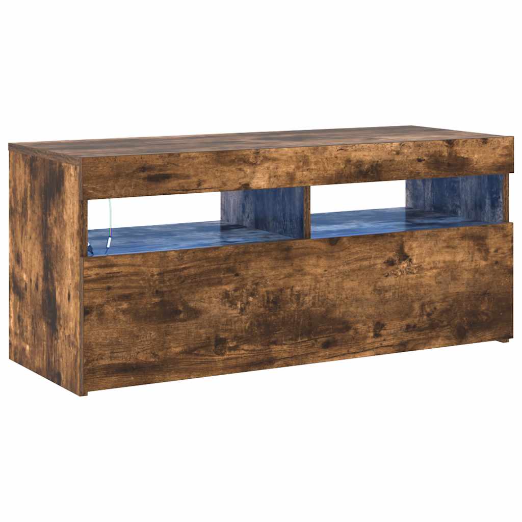 Meuble TV avec lumières LED Chêne fumé 90x35x40 cm - XIOS