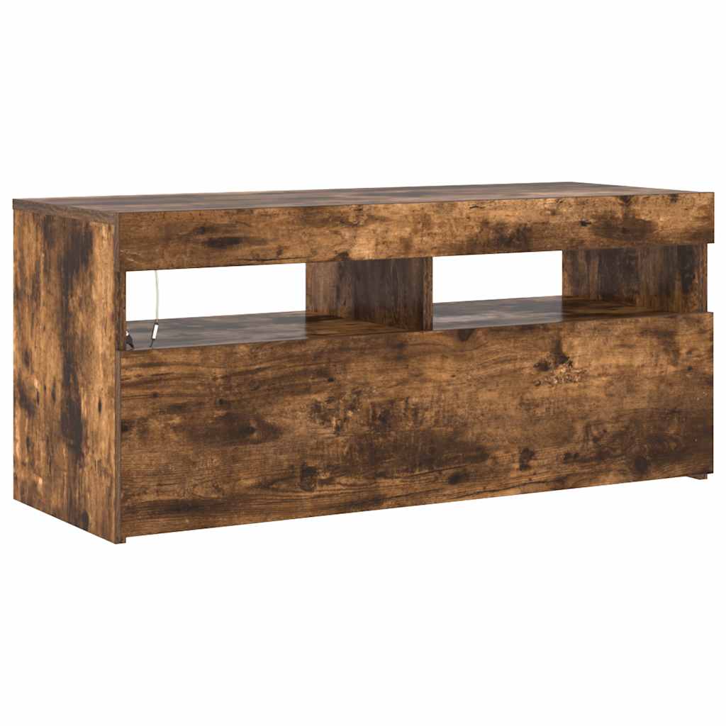 Meuble TV avec lumières LED Chêne fumé 90x35x40 cm - XIOS