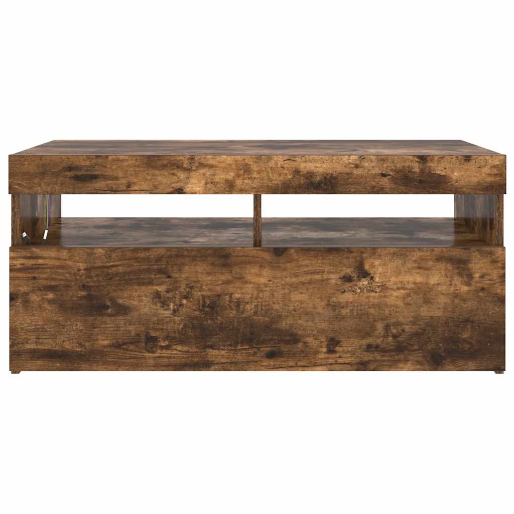 Meuble TV avec lumières LED Chêne fumé 90x35x40 cm - XIOS