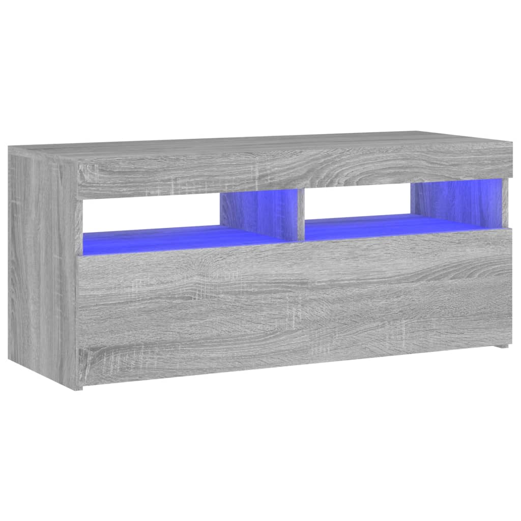 Meuble TV avec lumières LED Sonoma gris 90x35x40 cm Meubles TV vidaXL   