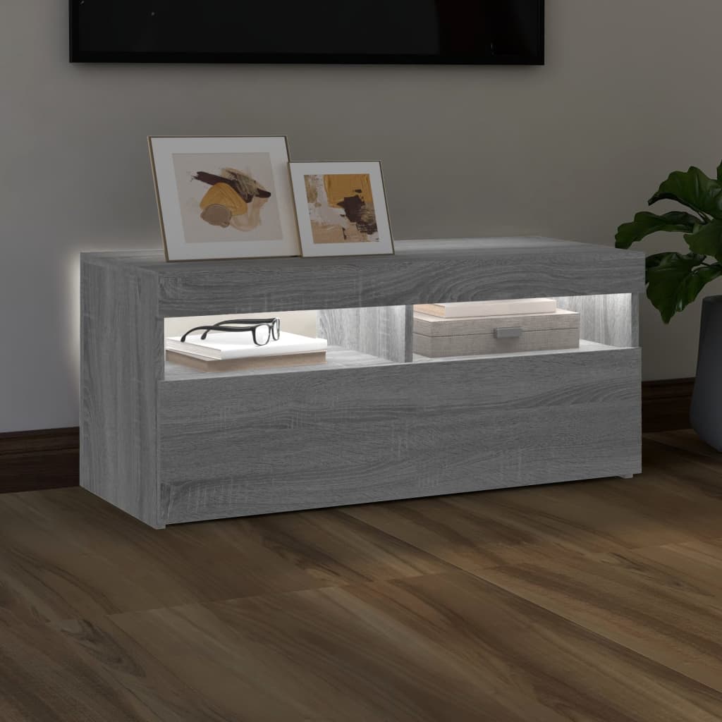 Meuble TV avec lumières LED Sonoma gris 90x35x40 cm Meubles TV vidaXL   