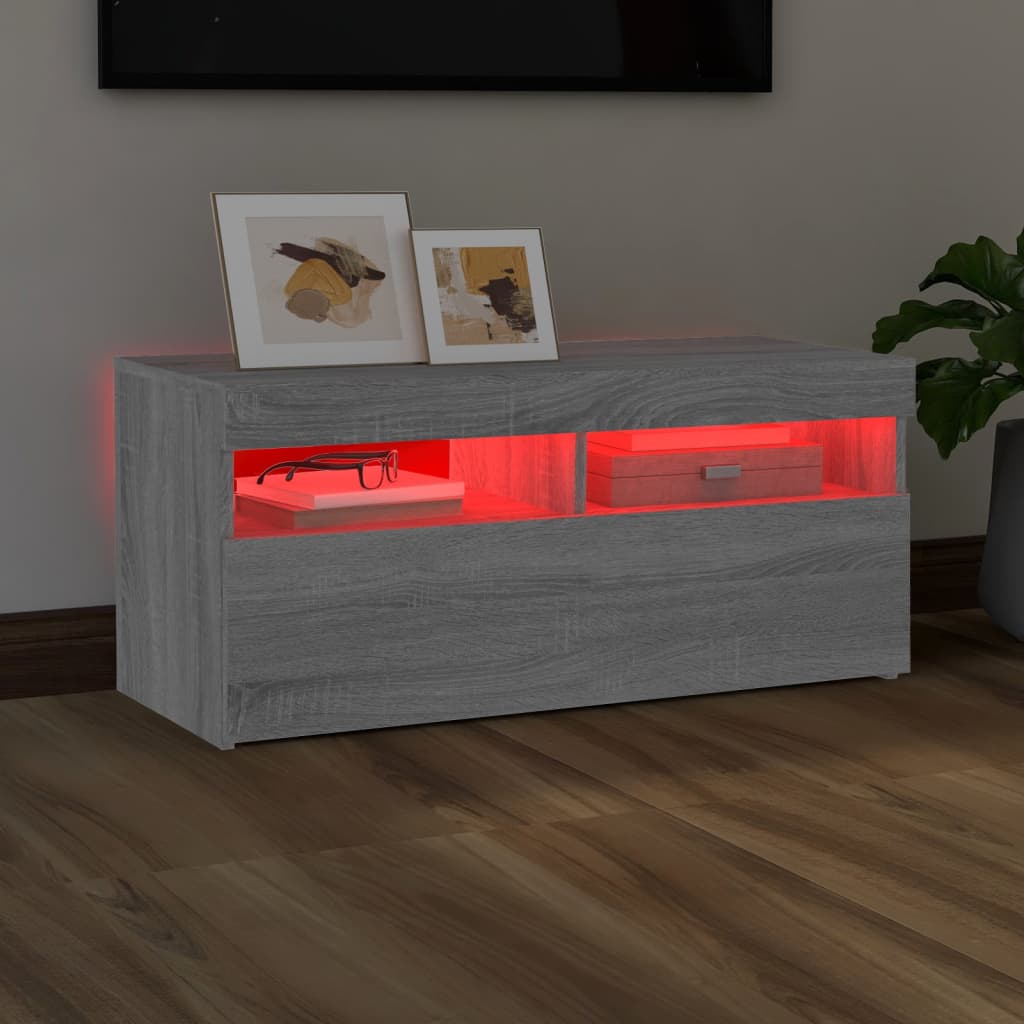 Meuble TV avec lumières LED Sonoma gris 90x35x40 cm Meubles TV vidaXL   