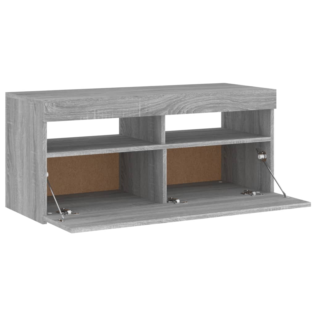 Meuble TV avec lumières LED Sonoma gris 90x35x40 cm Meubles TV vidaXL   