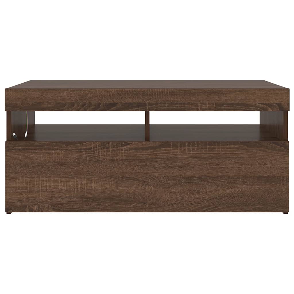 Meuble TV avec lumières LED Chêne marron 90x35x40 cm - XIOS