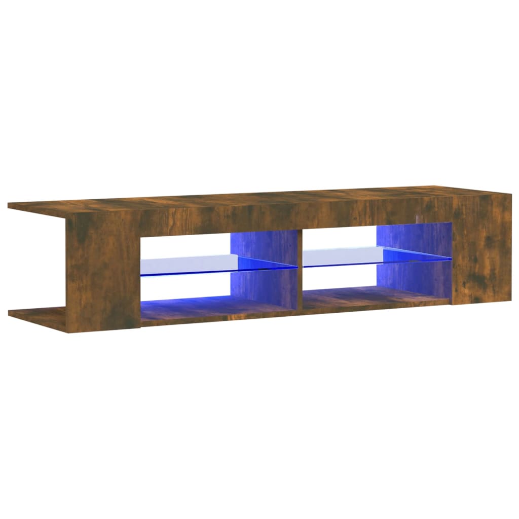 Meuble TV avec lumières LED chêne fumé 135x39x30 cm Meubles TV vidaXL   