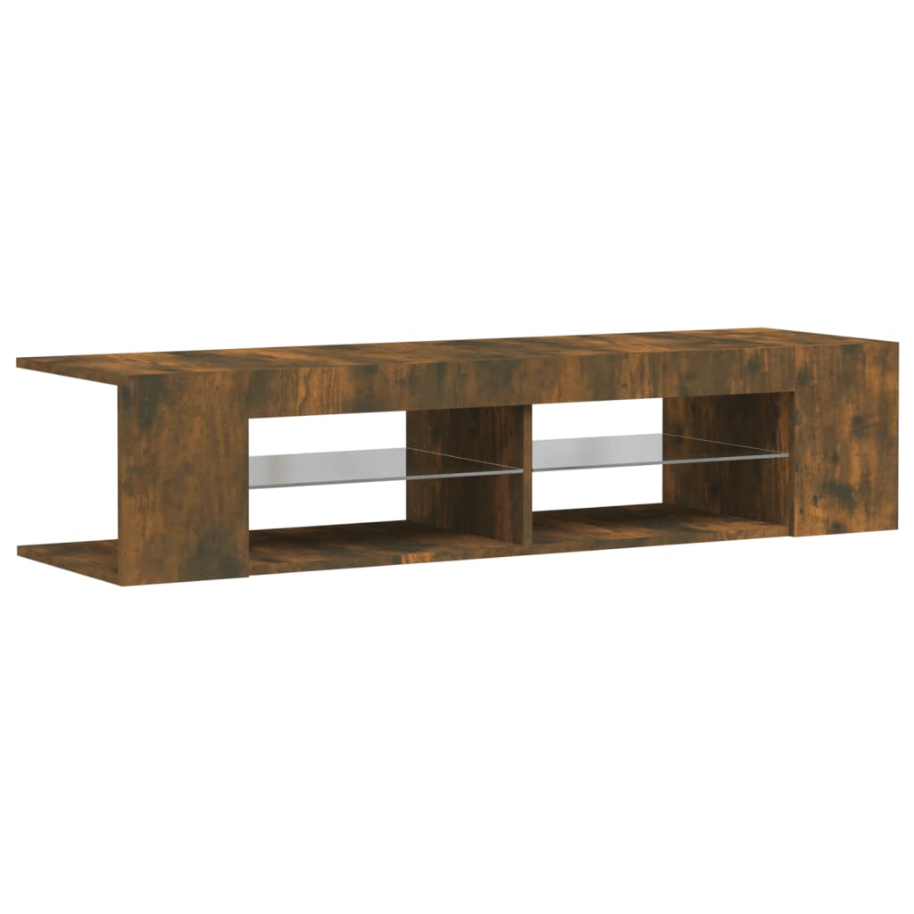 Meuble TV avec lumières LED chêne fumé 135x39x30 cm Meubles TV vidaXL   