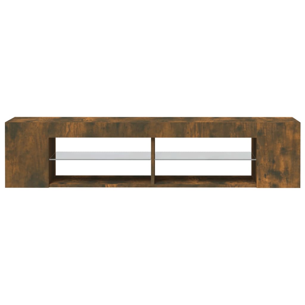 Meuble TV avec lumières LED chêne fumé 135x39x30 cm Meubles TV vidaXL   