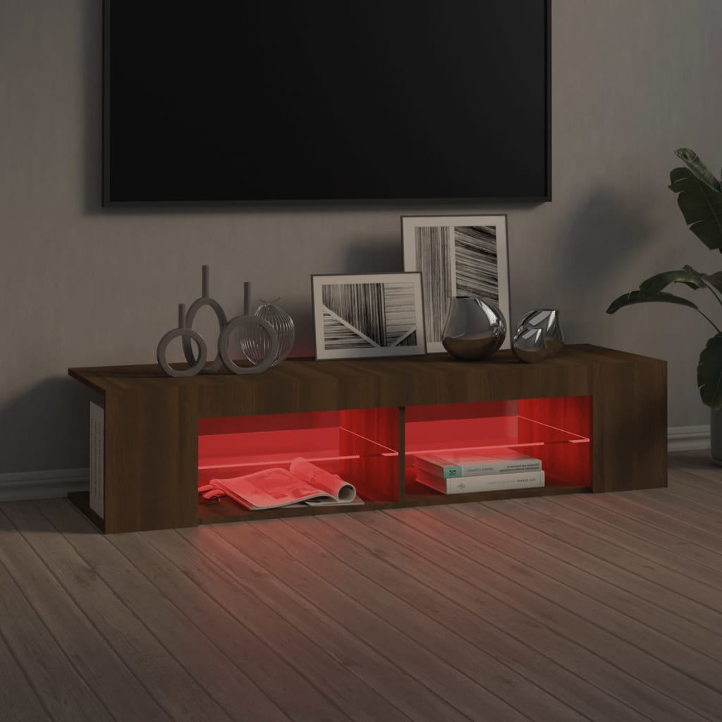 Meuble TV avec lumières LED chêne marron 135x39x30 cm - XIOS