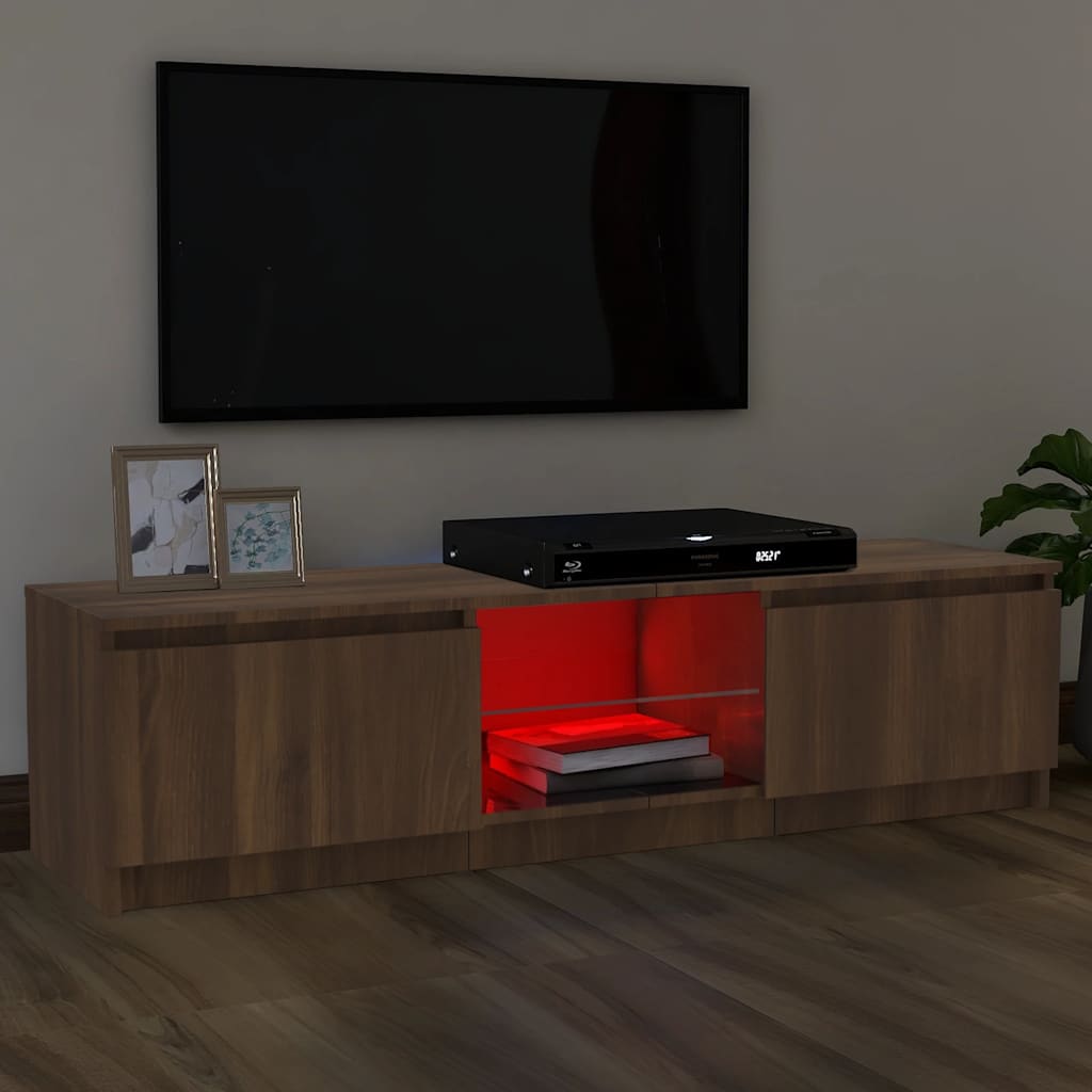 Meuble TV avec lumières LED chêne marron 120x30x36 cm - XIOS