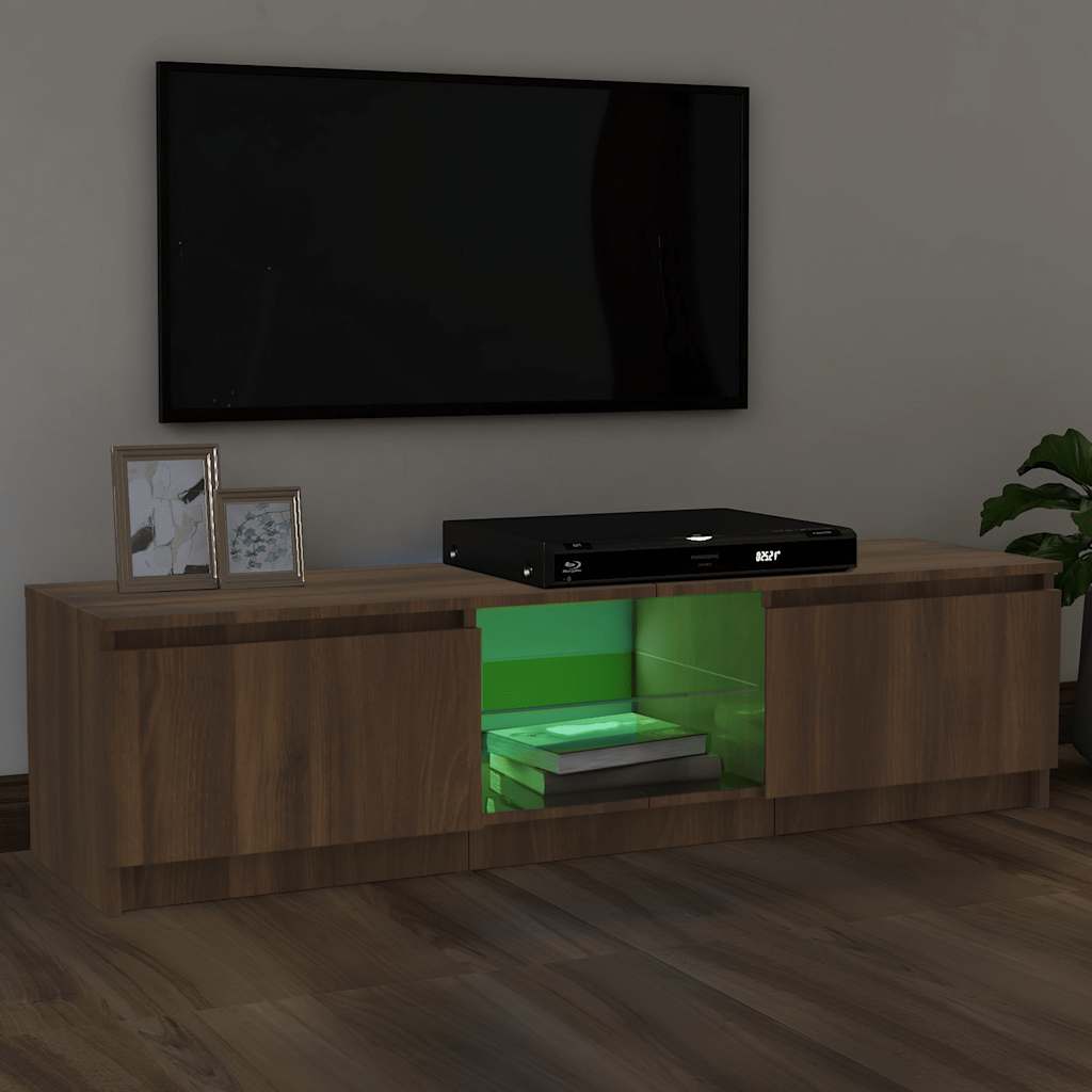 Meuble TV avec lumières LED chêne marron 120x30x36 cm - XIOS