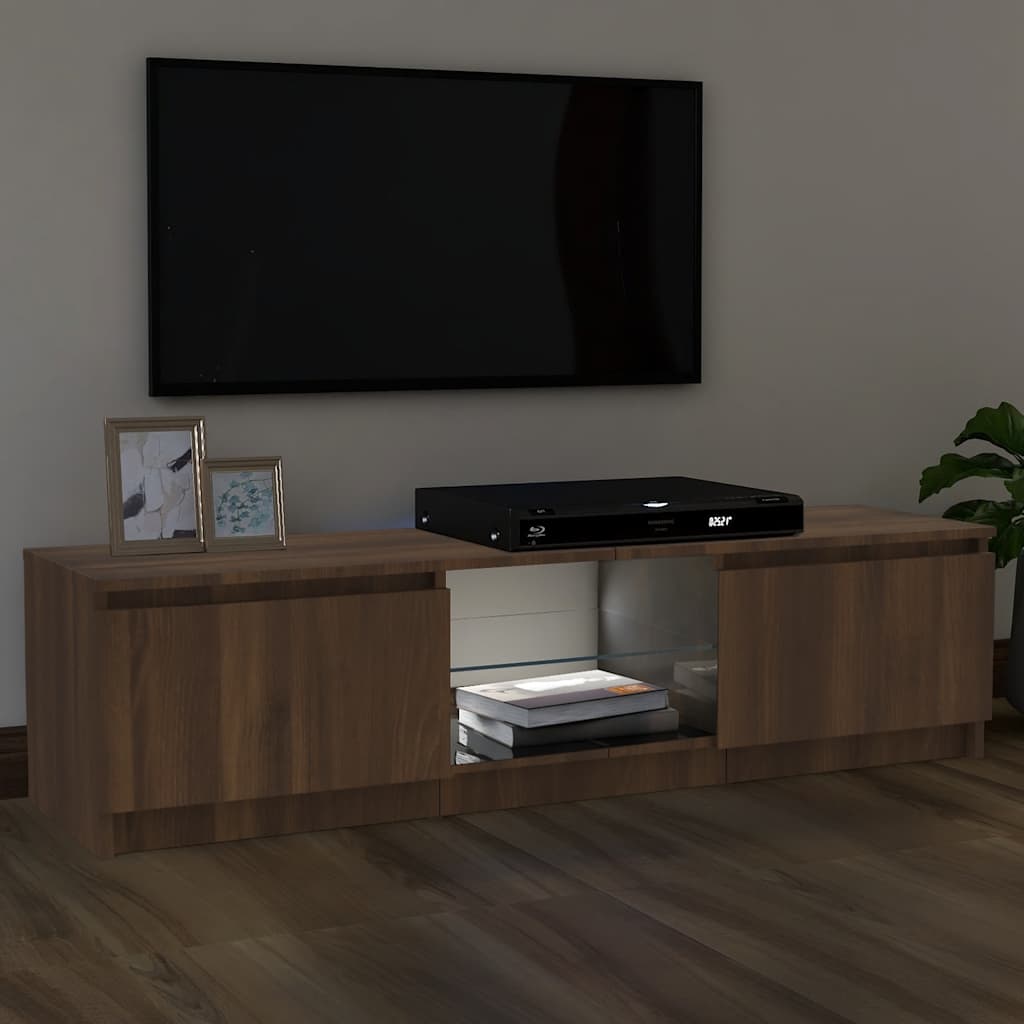 Meuble TV avec lumières LED chêne marron 120x30x36 cm - XIOS