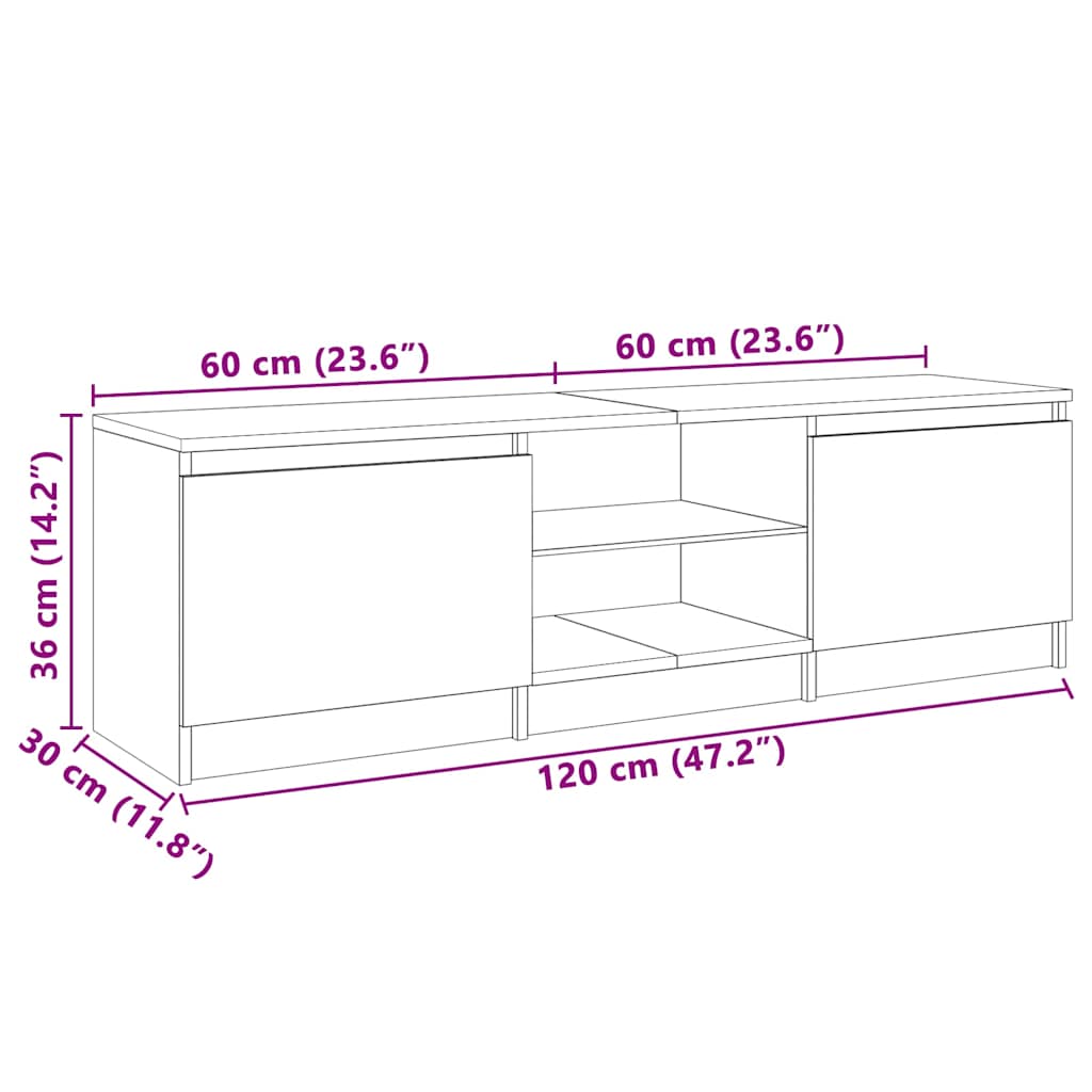 Meuble TV avec lumières LED chêne marron 120x30x36 cm - XIOS