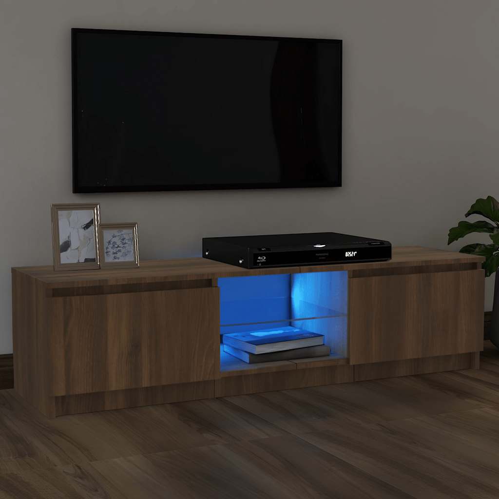 Meuble TV avec lumières LED chêne marron 120x30x36 cm - XIOS