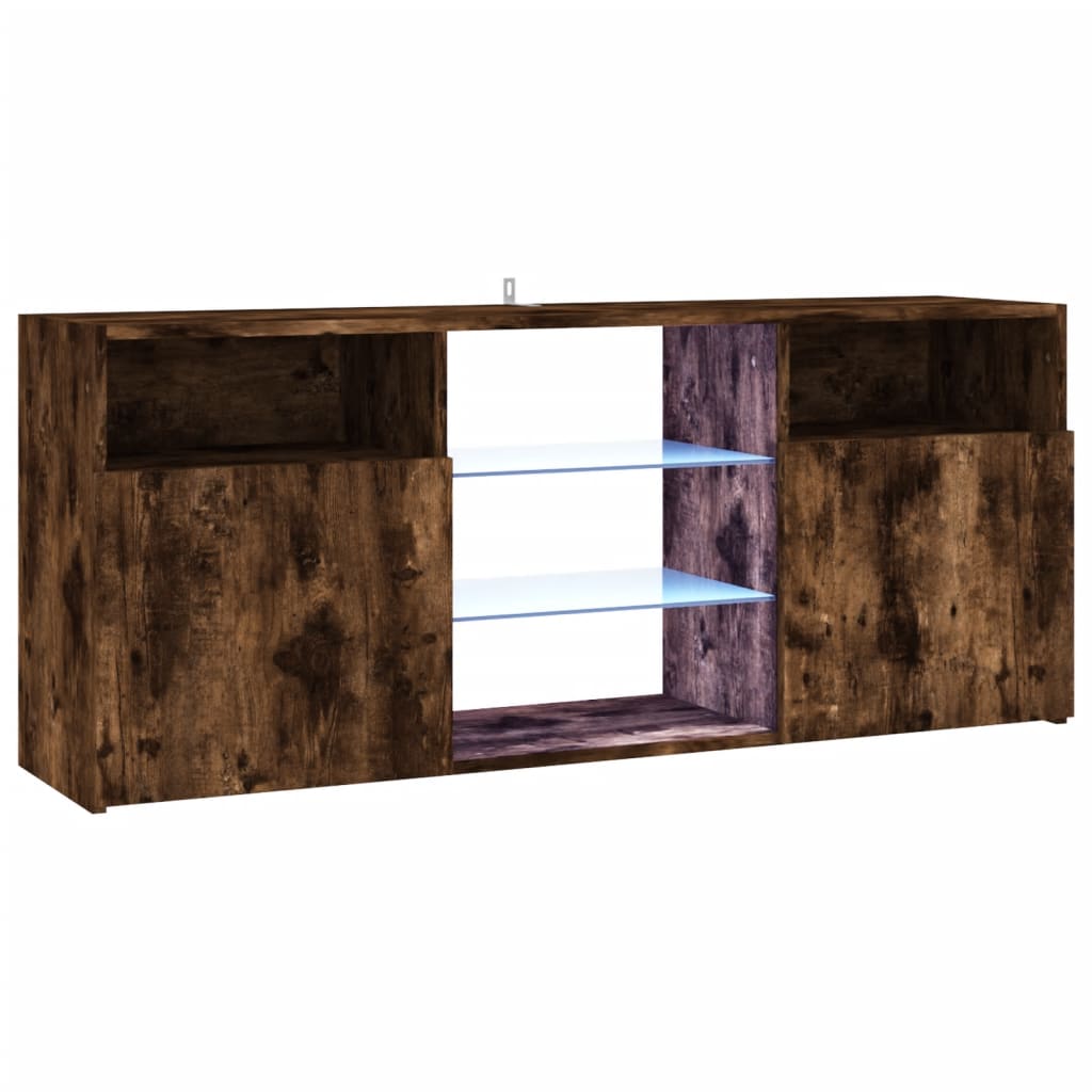 Meuble TV avec lumières LED Chêne fumé 120x30x50 cm Meubles TV vidaXL   