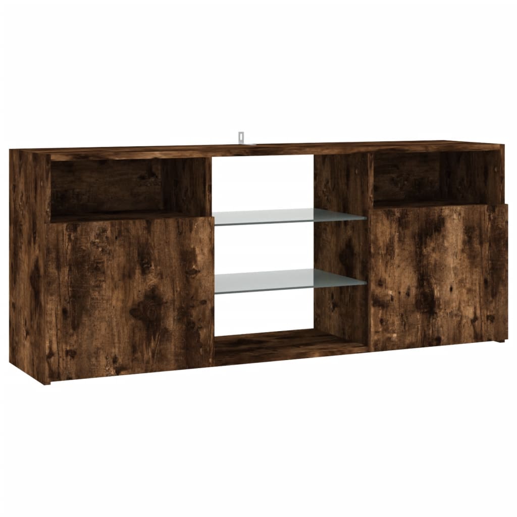 Meuble TV avec lumières LED Chêne fumé 120x30x50 cm Meubles TV vidaXL   
