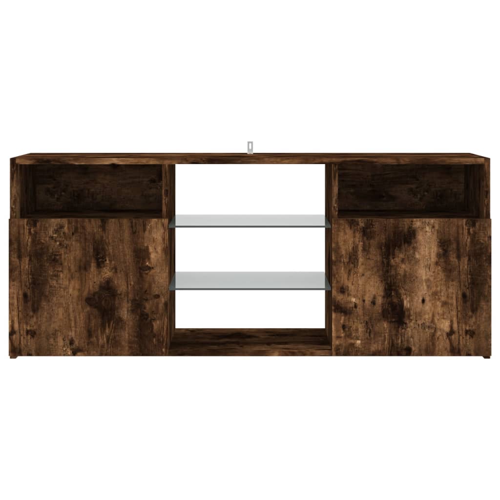 Meuble TV avec lumières LED Chêne fumé 120x30x50 cm Meubles TV vidaXL   