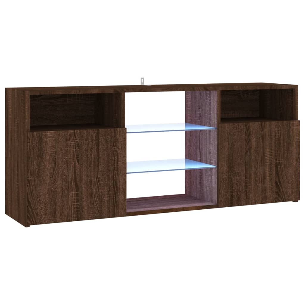 Meuble TV avec lumières LED Chêne marron 120x30x50 cm Meubles TV vidaXL   