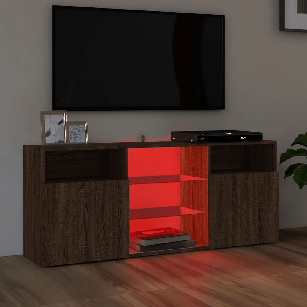 Meuble TV avec lumières LED Chêne marron 120x30x50 cm Meubles TV vidaXL   