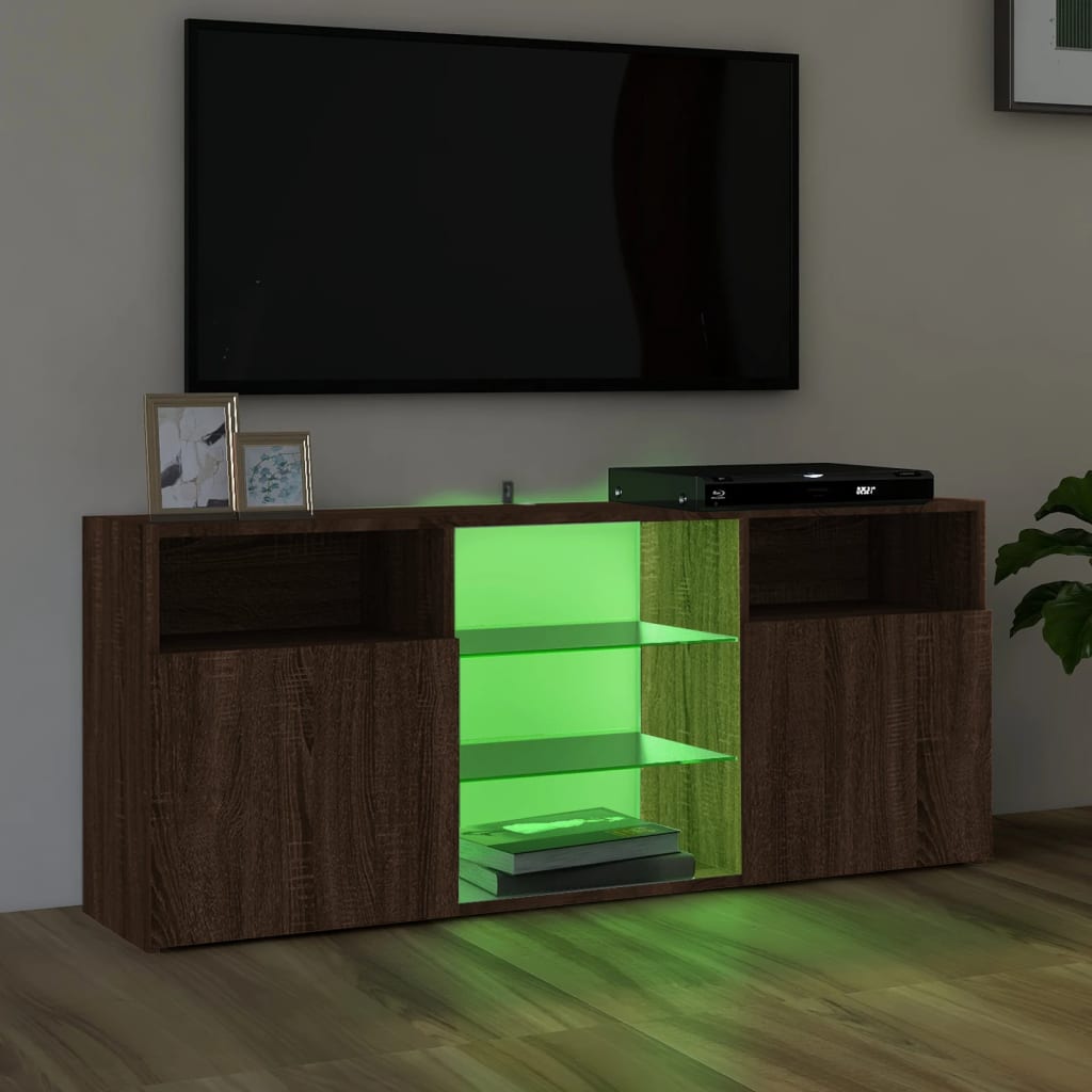 Meuble TV avec lumières LED Chêne marron 120x30x50 cm Meubles TV vidaXL   