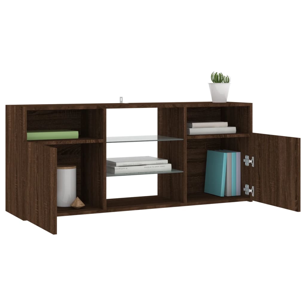 Meuble TV avec lumières LED Chêne marron 120x30x50 cm Meubles TV vidaXL   