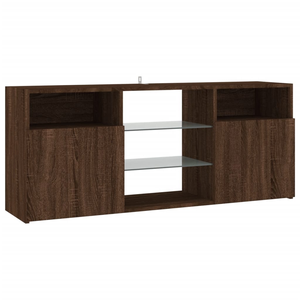 Meuble TV avec lumières LED Chêne marron 120x30x50 cm Meubles TV vidaXL   