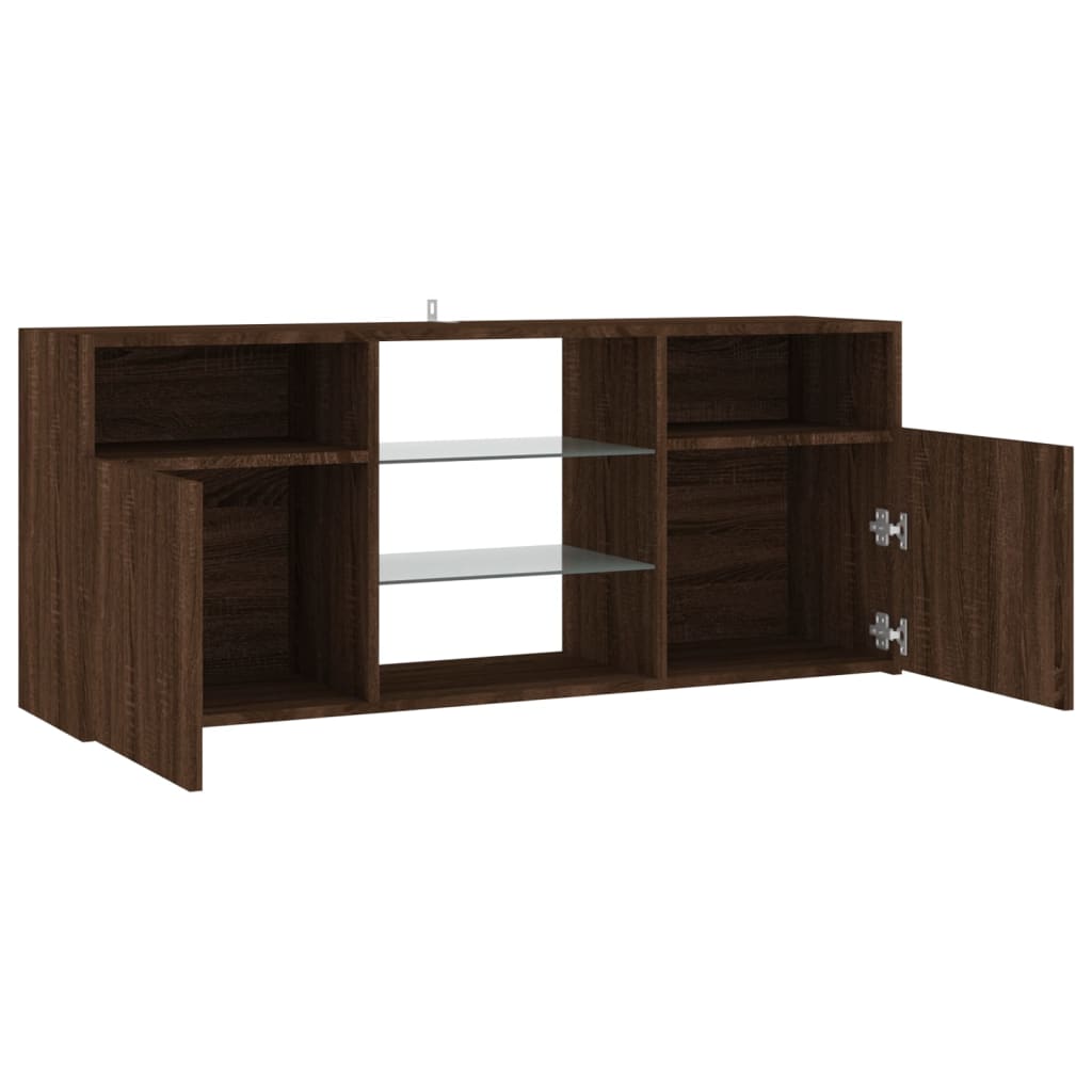 Meuble TV avec lumières LED Chêne marron 120x30x50 cm Meubles TV vidaXL   