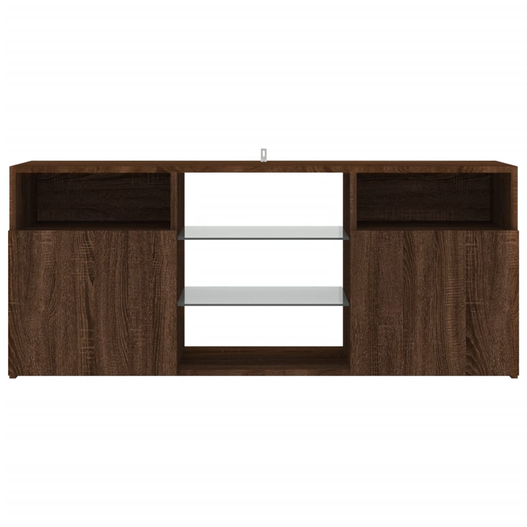 Meuble TV avec lumières LED Chêne marron 120x30x50 cm Meubles TV vidaXL   