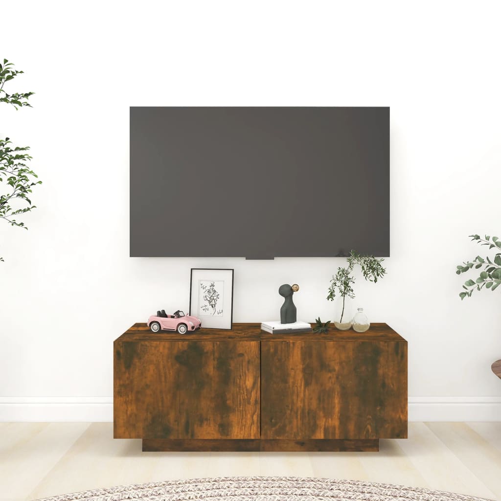 Meuble TV Chêne fumé 100x35x40 cm Bois d'ingénierie Meubles TV vidaXL   