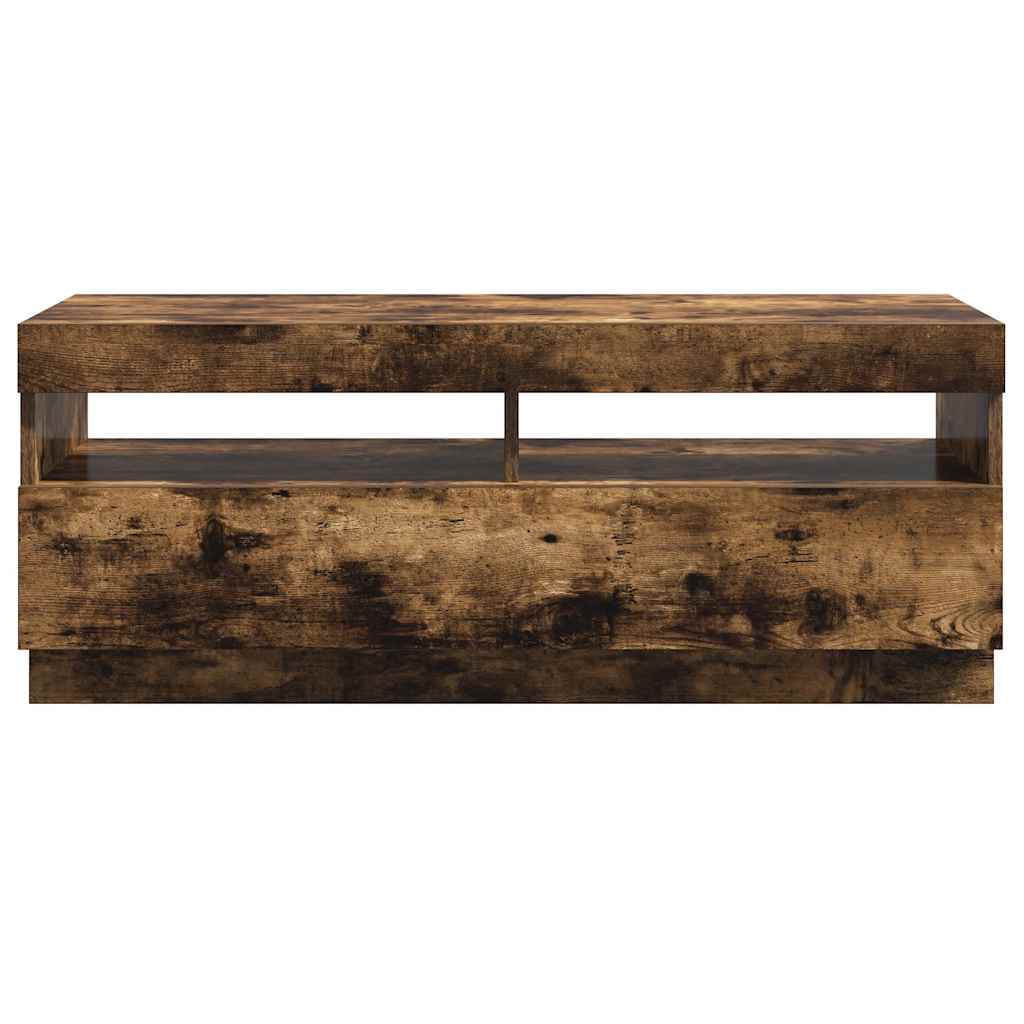 Meuble TV avec lumières LED chêne fumé 100x35x40 cm - XIOS