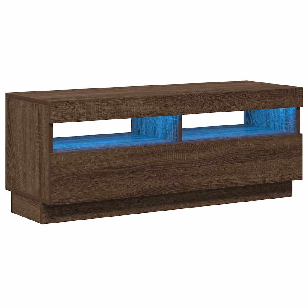 Meuble TV avec lumières LED chêne marron 100x35x40 cm - XIOS