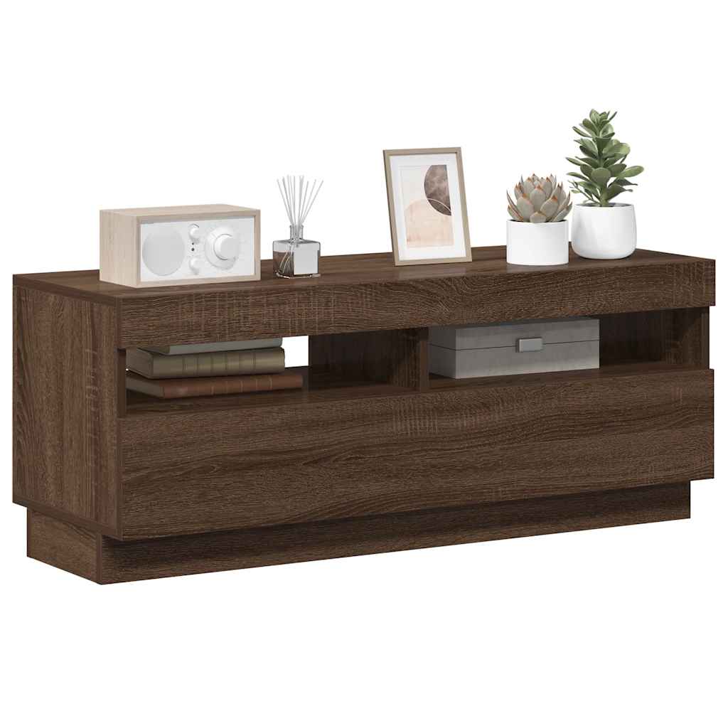 Meuble TV avec lumières LED chêne marron 100x35x40 cm - XIOS