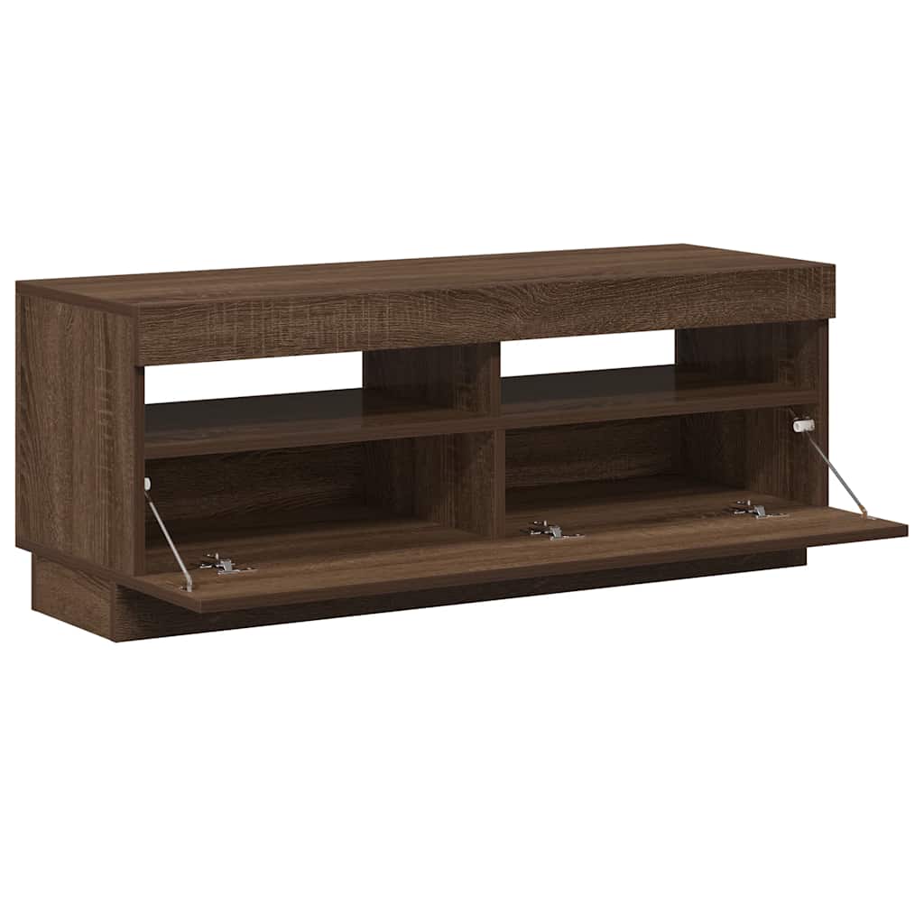Meuble TV avec lumières LED chêne marron 100x35x40 cm - XIOS