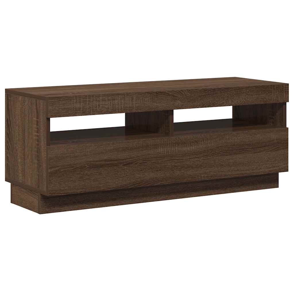 Meuble TV avec lumières LED chêne marron 100x35x40 cm - XIOS