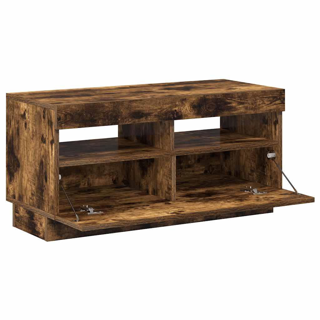Meuble TV avec lumières LED chêne fumé 80x35x40 cm - XIOS