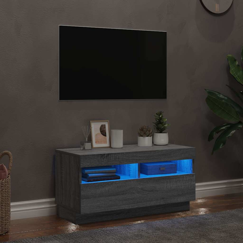 Meuble TV avec lumières LED sonoma gris 80x35x40 cm - XIOS