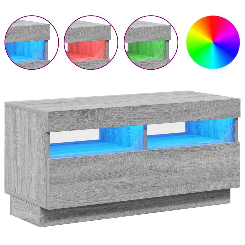 Meuble TV avec lumières LED sonoma gris 80x35x40 cm - XIOS
