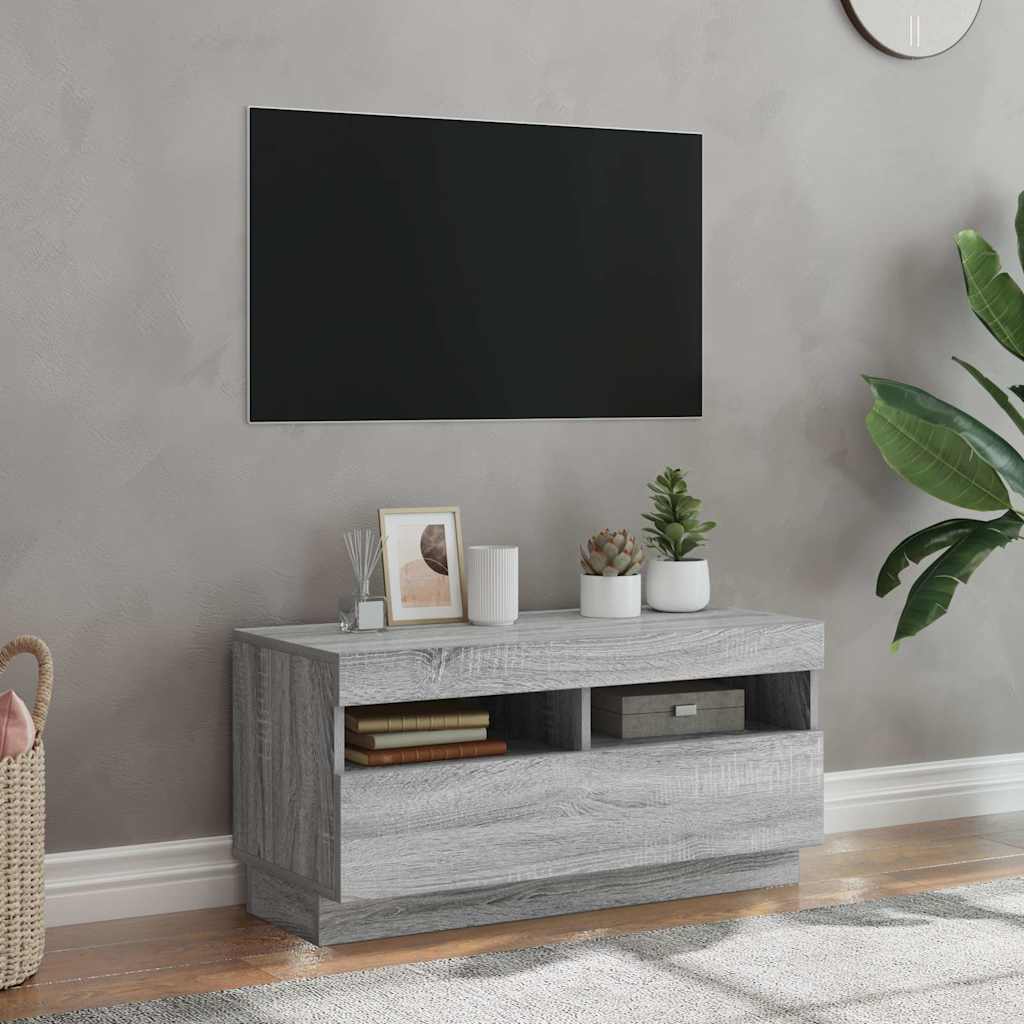 Meuble TV avec lumières LED sonoma gris 80x35x40 cm - XIOS