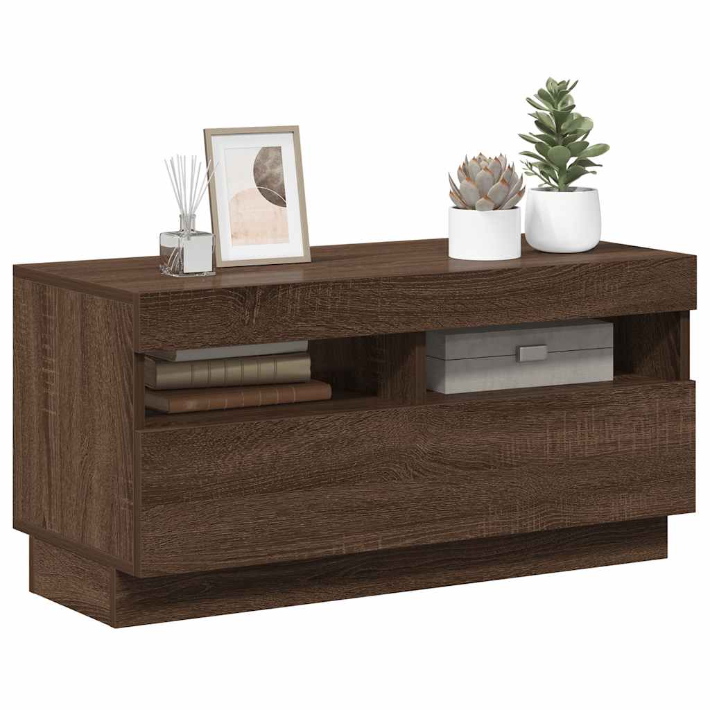 Meuble TV avec lumières LED chêne marron 80x35x40 cm - XIOS
