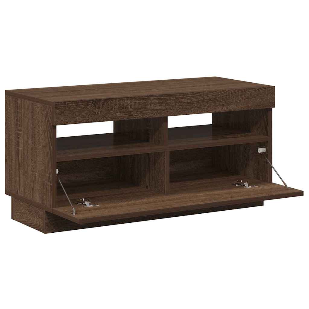 Meuble TV avec lumières LED chêne marron 80x35x40 cm - XIOS