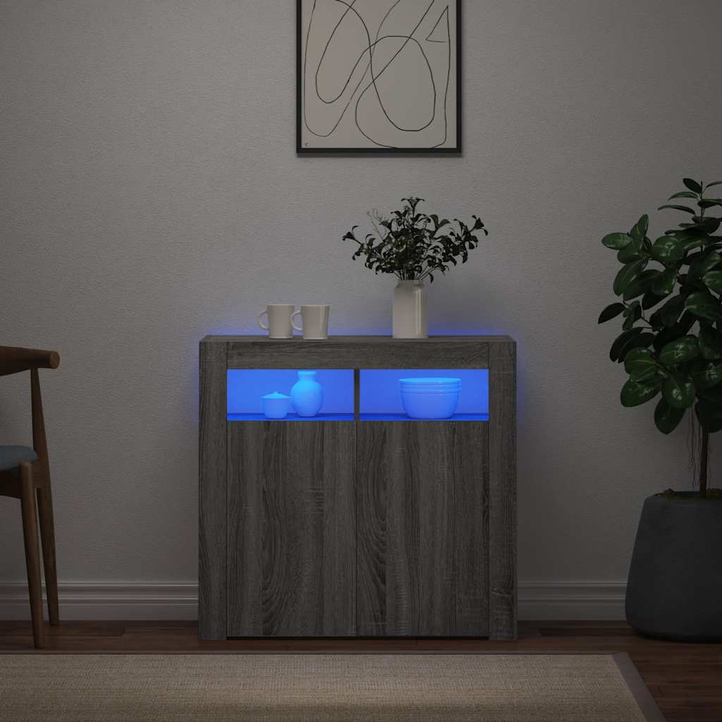 Buffet avec lumières LED sonoma gris 80x35x75 cm - XIOS