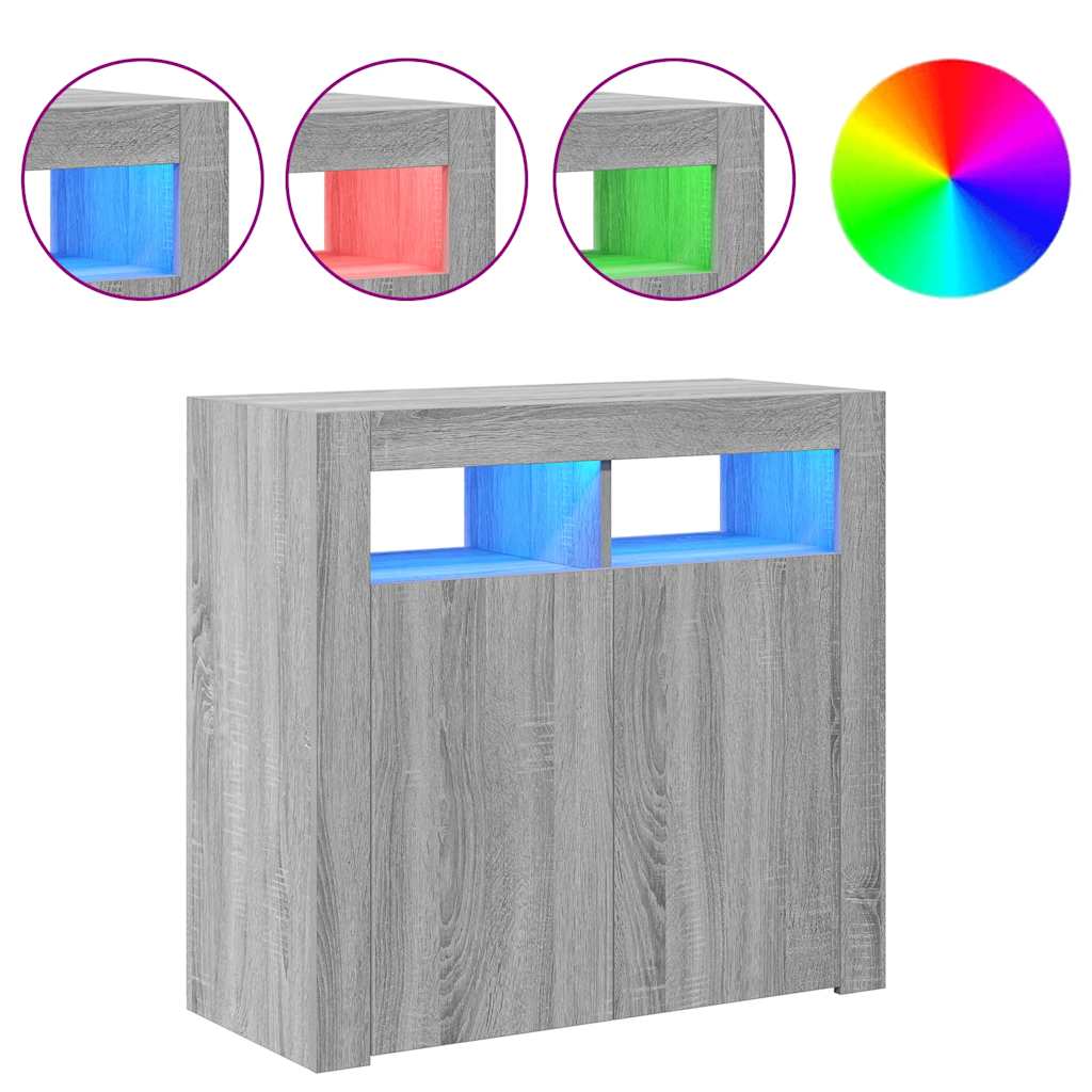 Buffet avec lumières LED sonoma gris 80x35x75 cm - XIOS