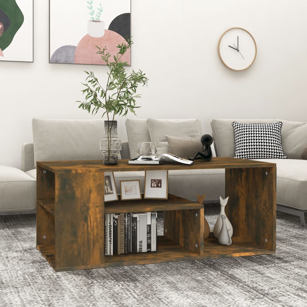 Table basse Chêne fumé 100x50x40 cm Bois d'ingénierie - XIOS