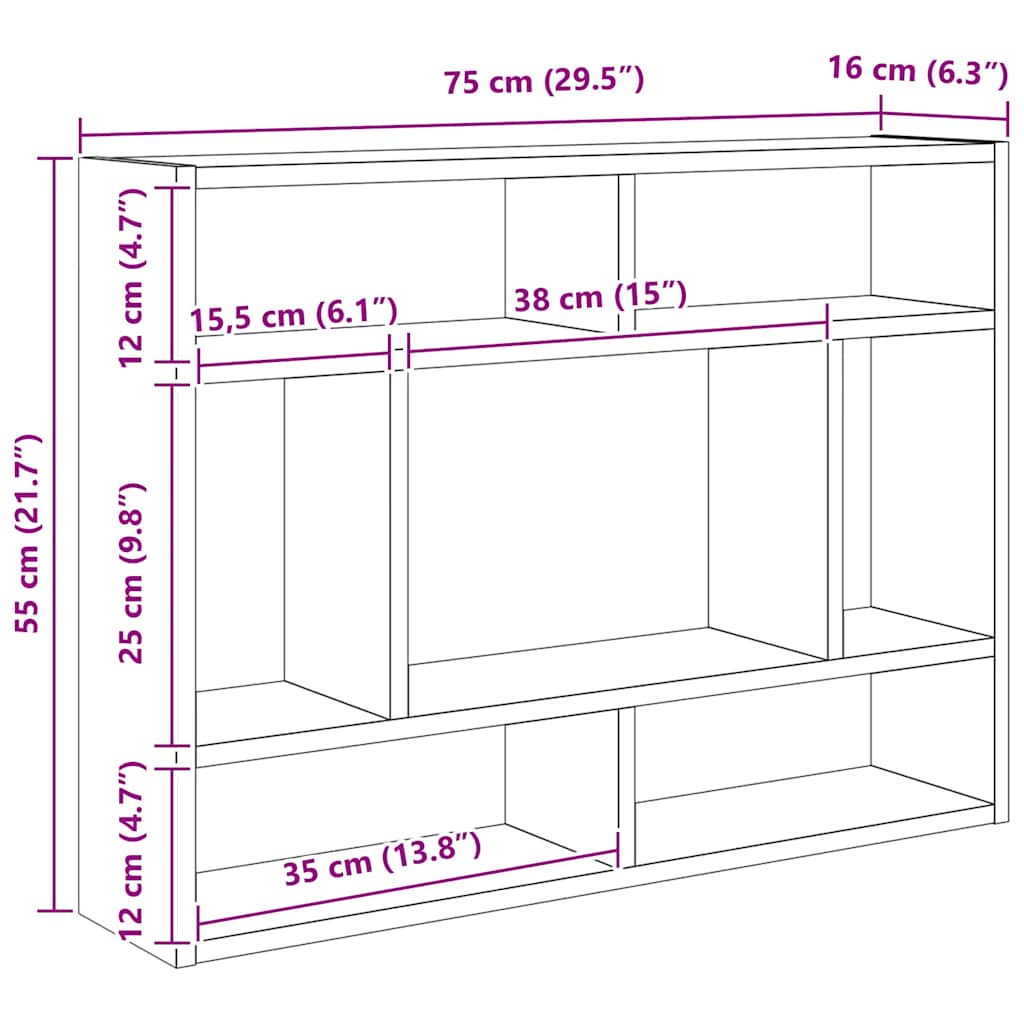 Étagère murale Sonoma gris 75x16x55 cm Bois d'ingénierie - XIOS